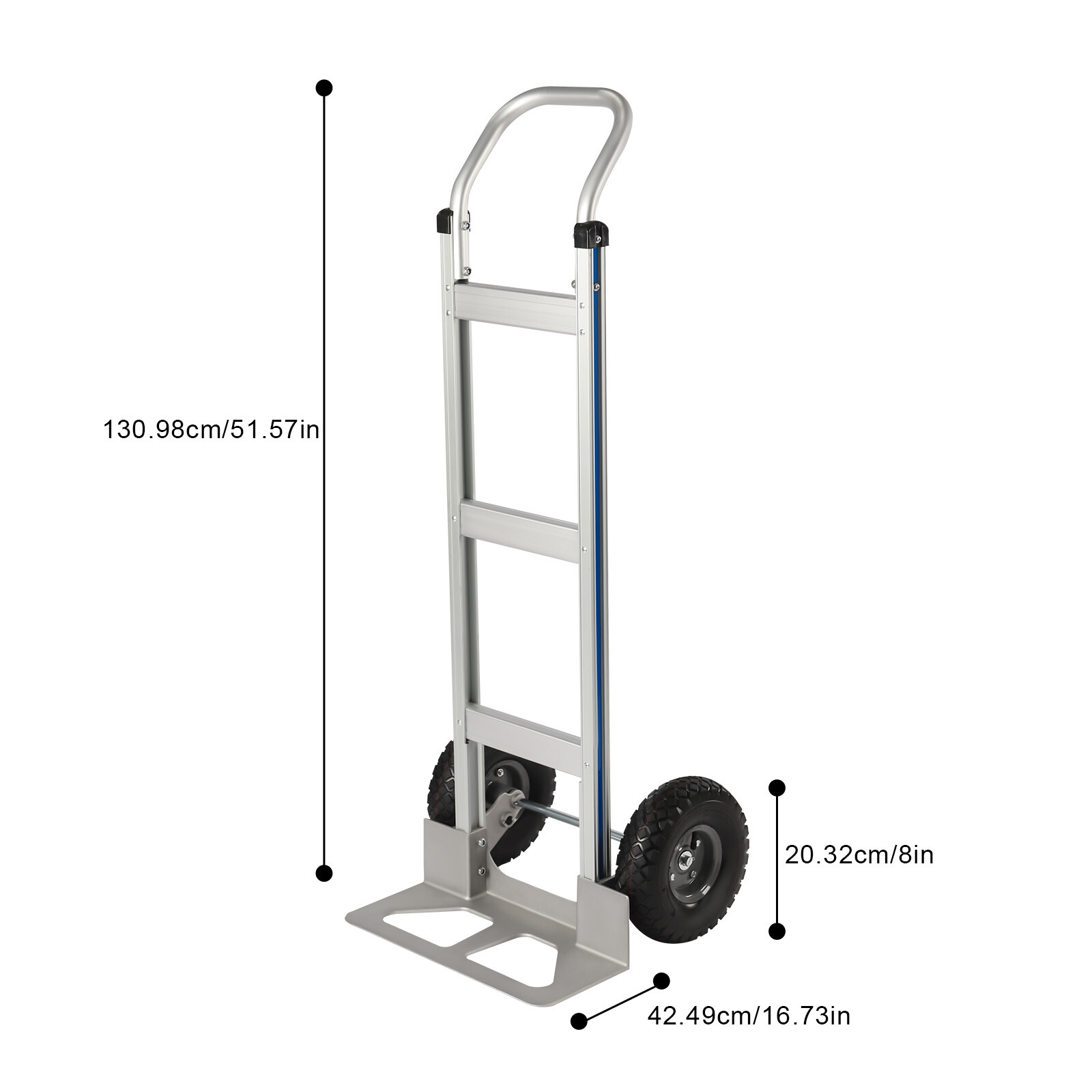 Aluminum Alloy Hand Truck Cart Heavy Duty Dolly with Rubber Wheels 440lbs/500lbs