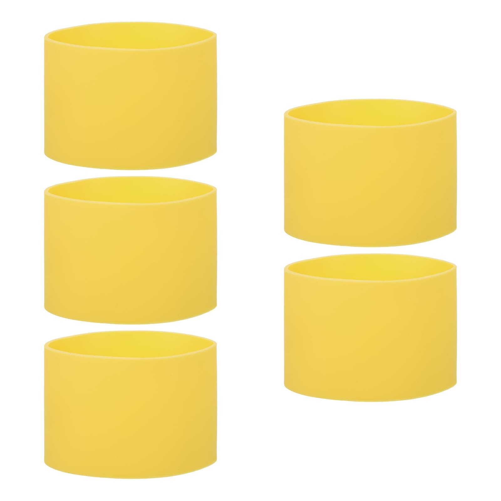 MECCANIXITY 5Pcs Silicone Rubber Bands Non-Slip 3.39 Inch Flat Elastic Yellow