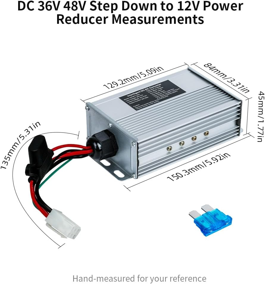 DC-DC Voltage Reducer 72V/60V/56V/48V/36V to 12V 25A 300W Converter for Golf Car