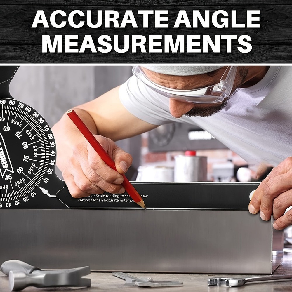 7″ Aluminum Miter Saw Protractor, Rustproof Angle Finder Tool for Woodworking