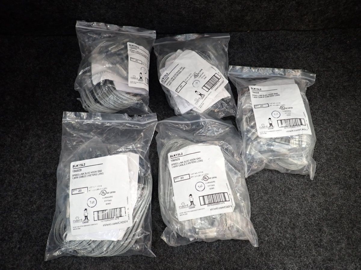 NVENT CADDY SLK15L2 1.5mm Wire Rope Hanger Kit W/Hook End-Fitting, Box of 100