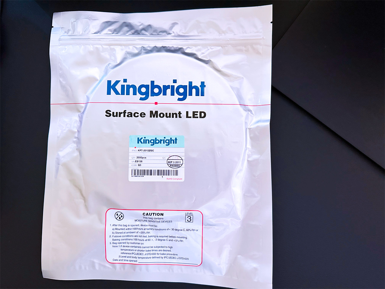 2000Pcs KPT-2012ZGC Kingbright SMD Low Power Green LED 20mA 3.3V 0805