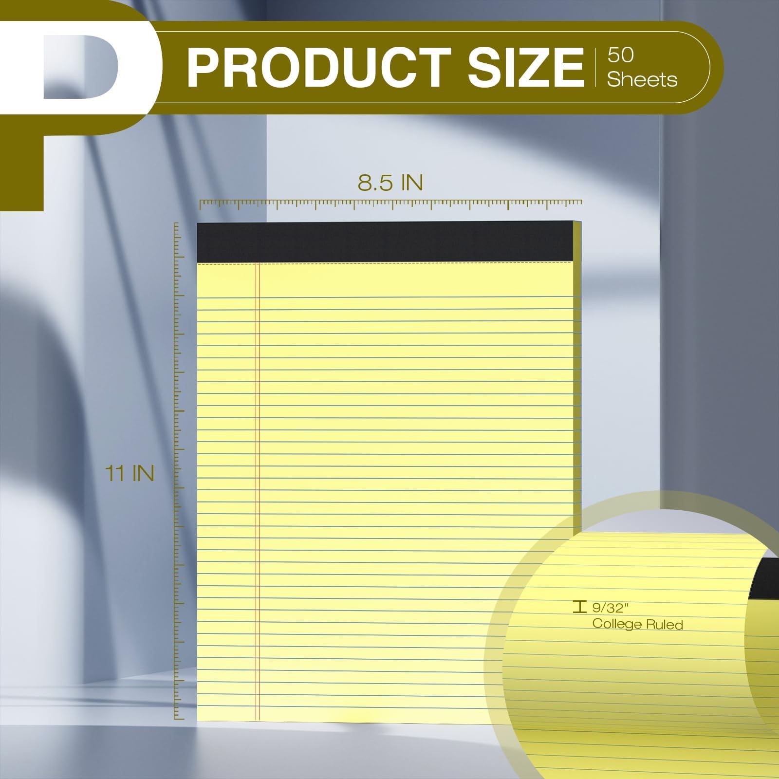 6 Pack Legal Pads 8.5″ x 11″ College Ruled Yellow Note Pads 8.5 x 11 Inch Mic…