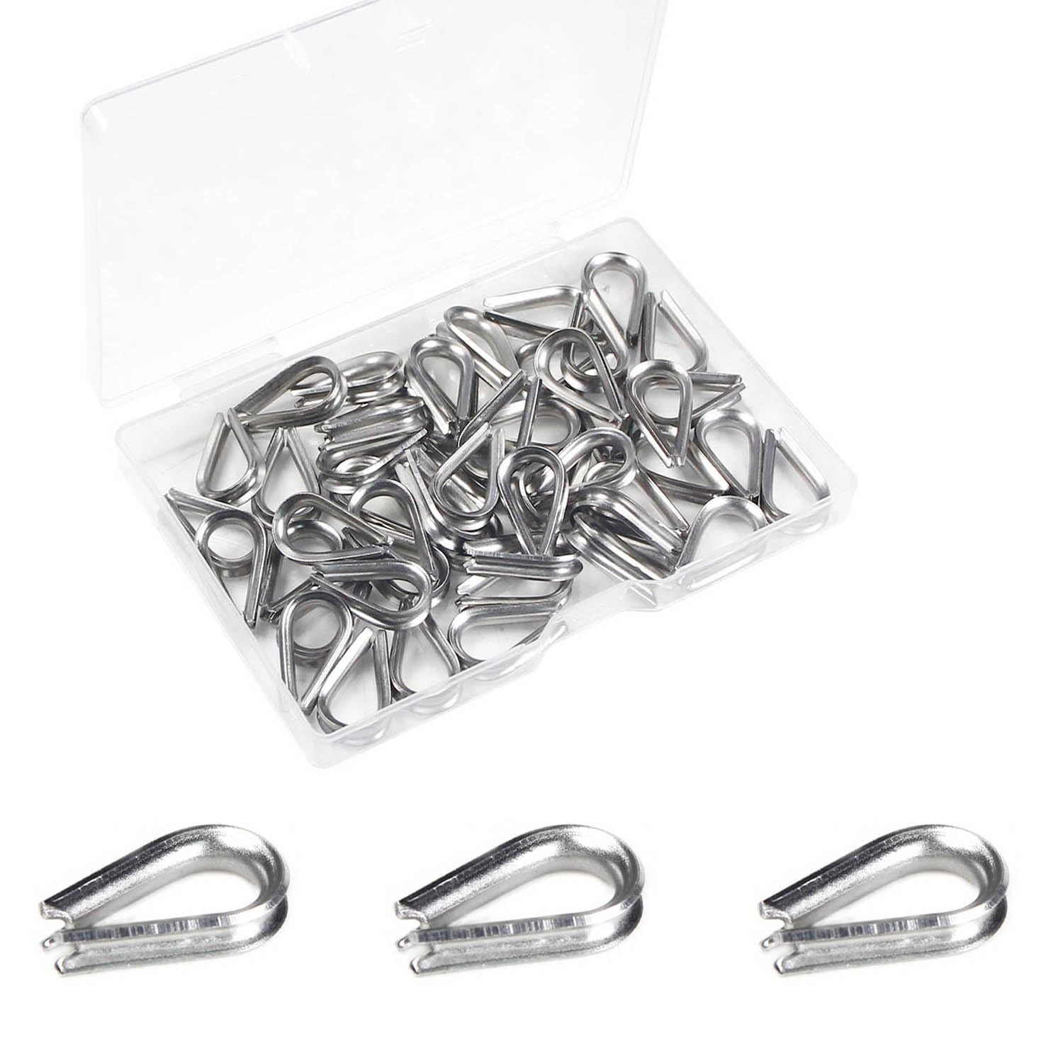 50Pcs 1/16″ M2 Stainless Steel Thimble for Diameter Wire Rope Cable Thimbles Rig