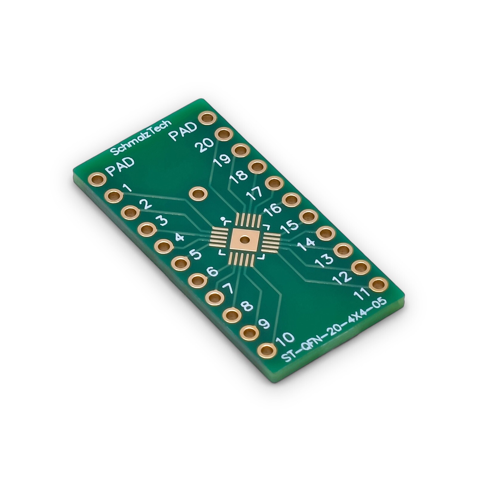 QFN-20, 4mm x 4mm, 0.5mm Pitch SMD to DIP Adapter, ST-QFN-20-4X4-05, 3 Pieces