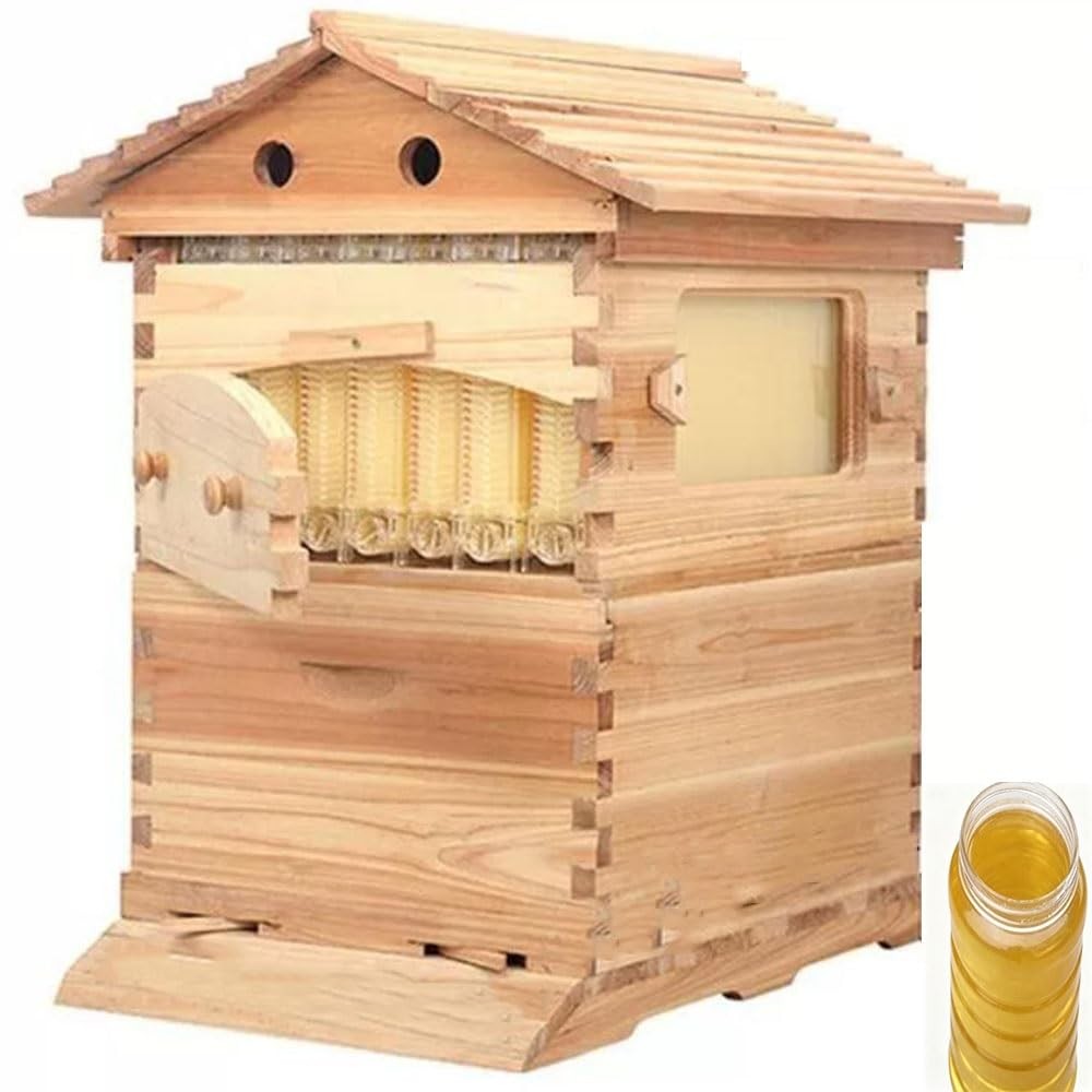 Automatic Honey Beehive Kit Beehive House with 7pcs Auto Ooze Beekeeping Frames