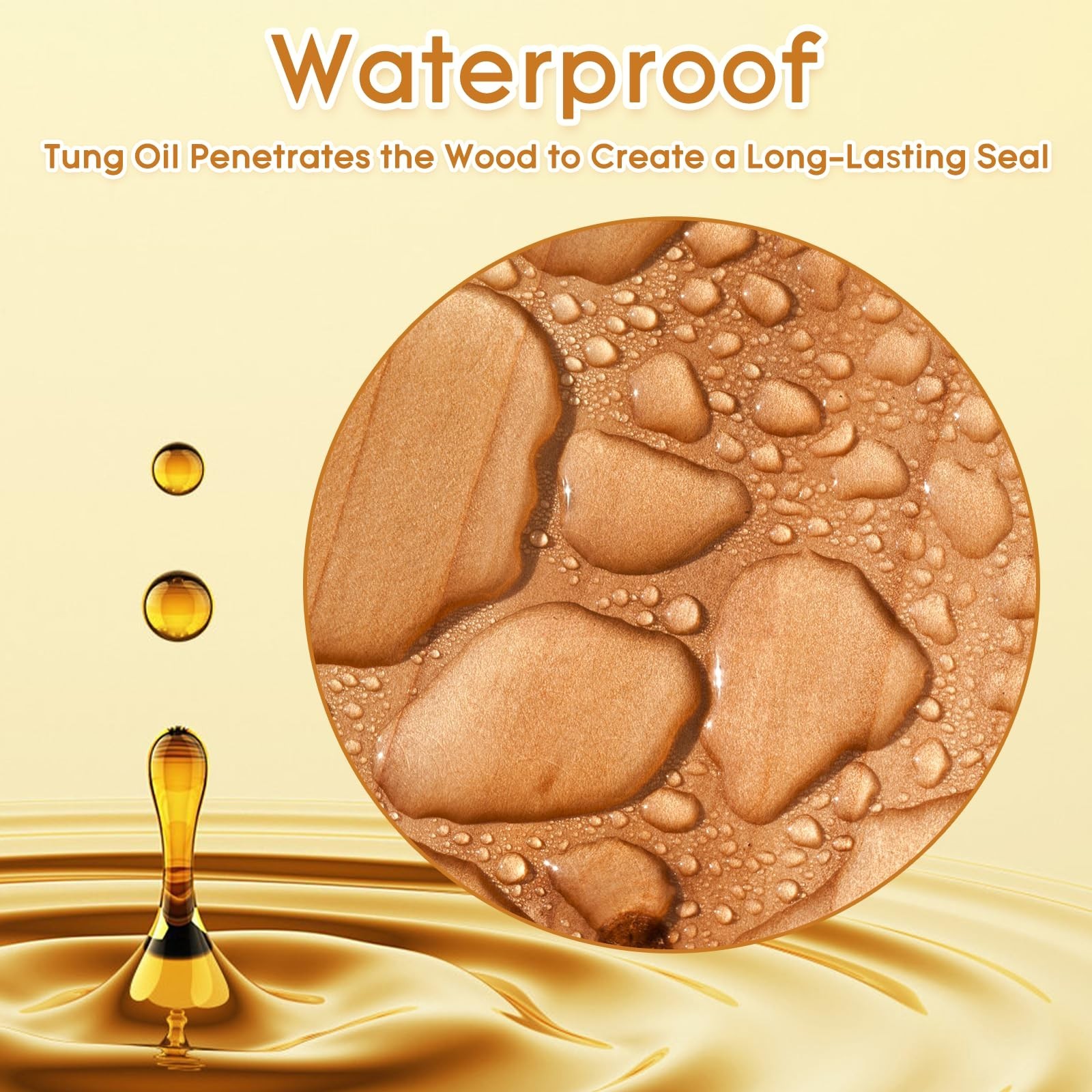 10 OZ Pure Tung Oil – Food Grade Sealer, Waterproof Finish for Wood, Furniture &