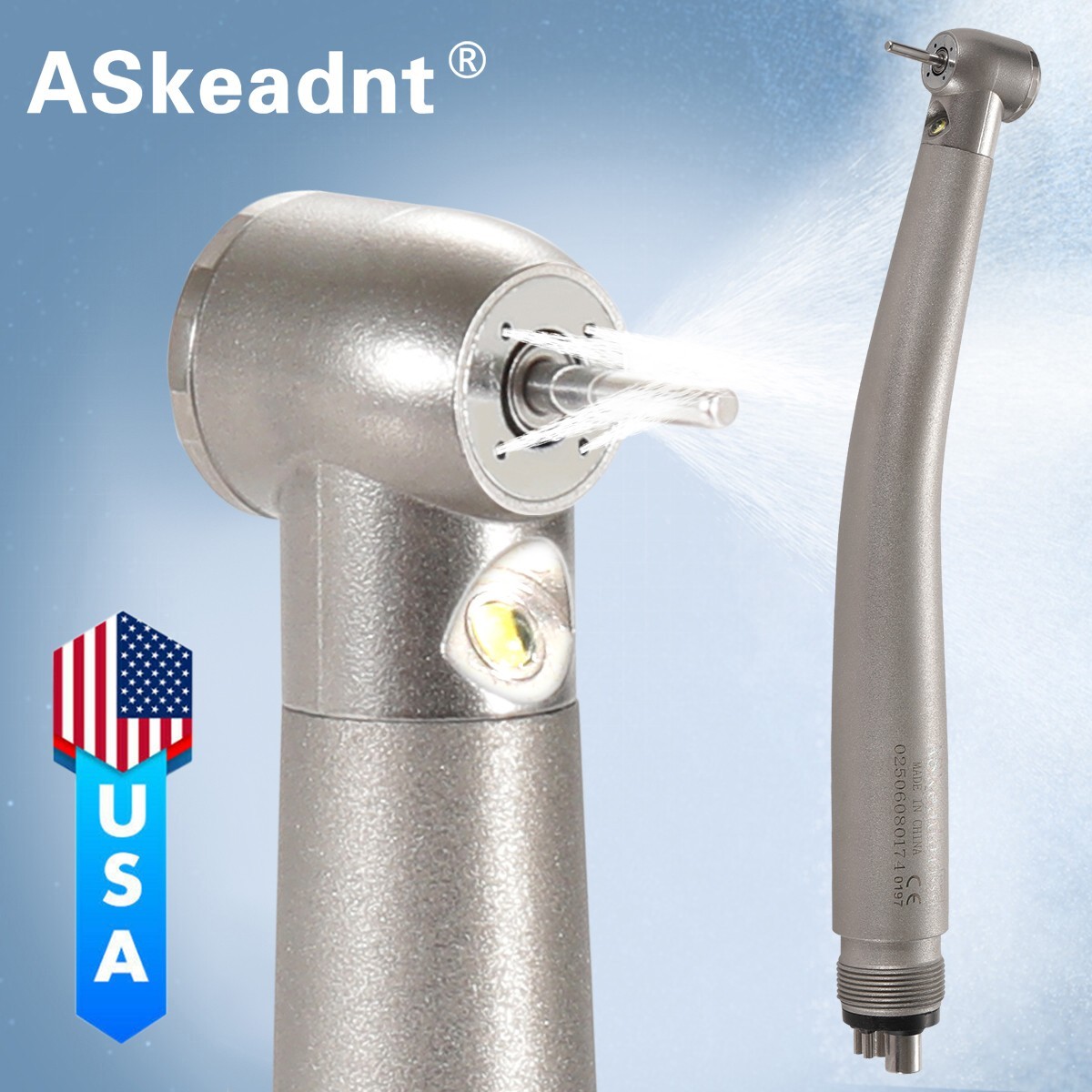 Dental 1:1 Fiber Optic Handpiece Internal Spray Contra Angle fit E-Type Motor DS