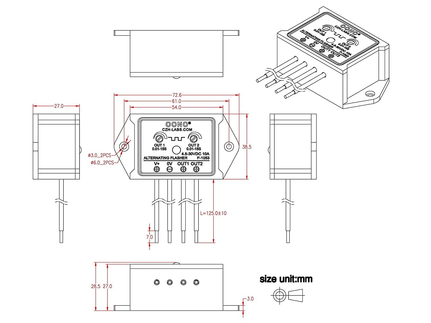 DC 4.5-30V 10A Dual Output Alternating Flasher Module