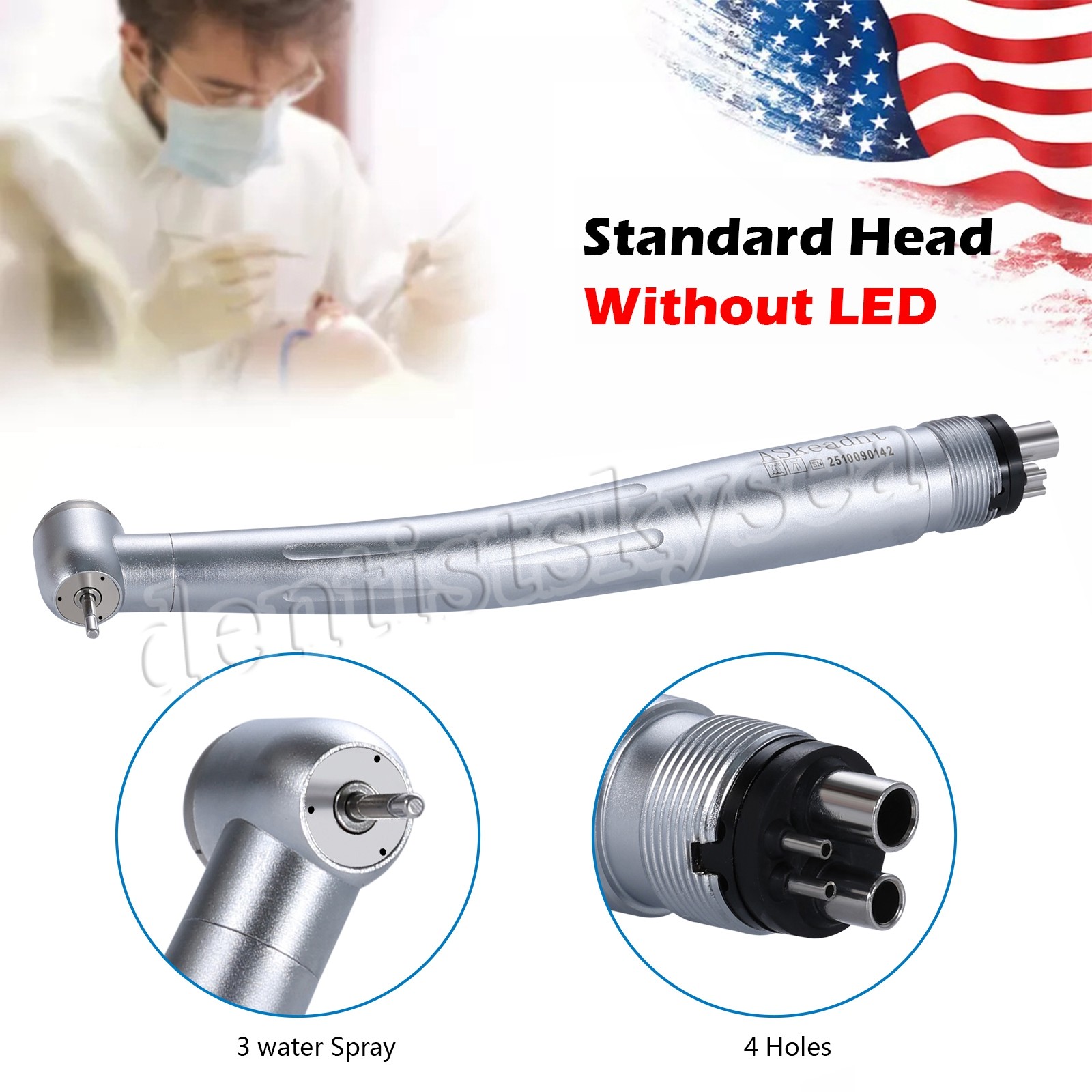 Dental High Speed Handpiece 4-Hole Quick Coupler Fit KaV NSK Turbine Push Button