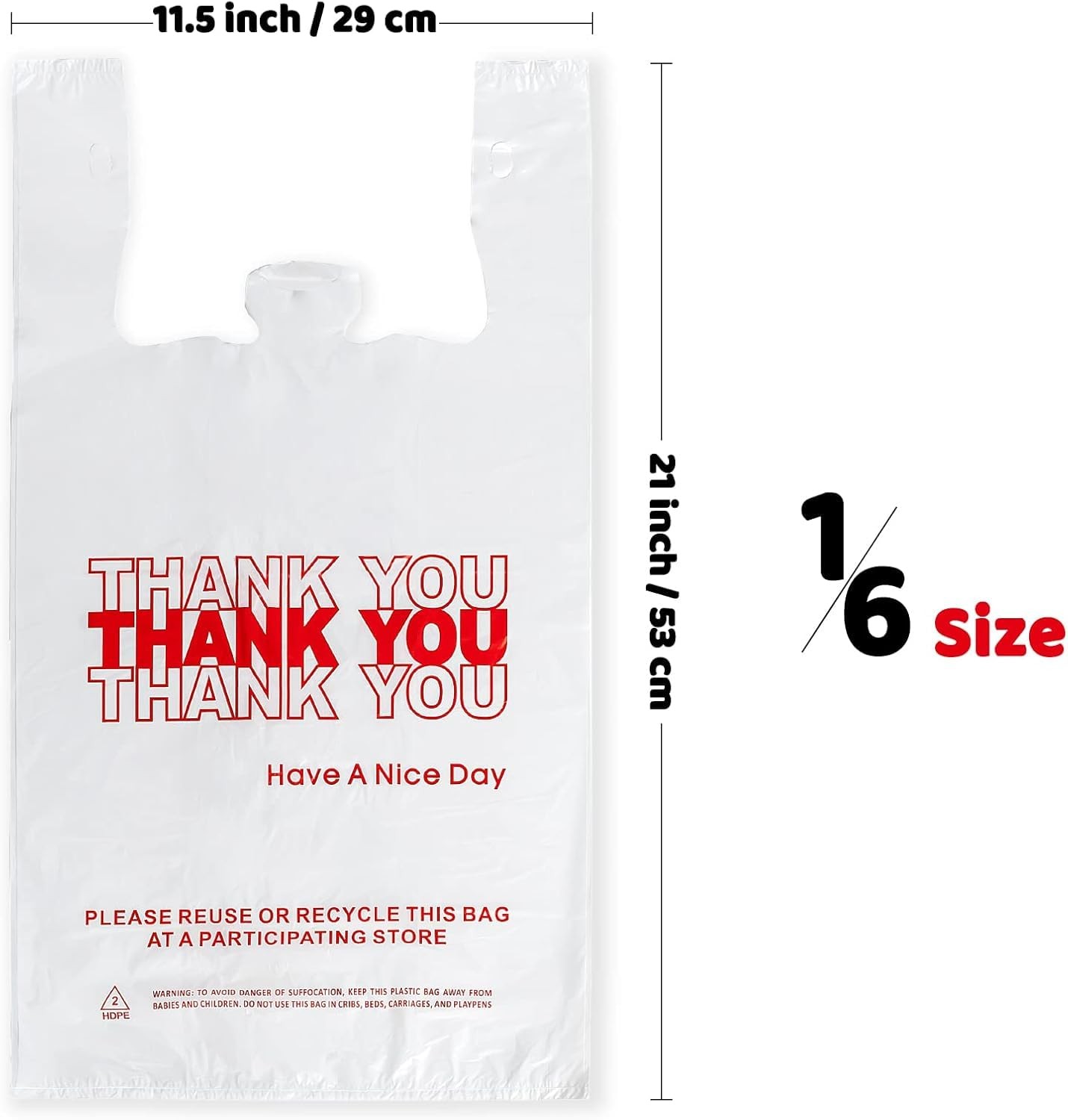 JShlpiar 1000 Bags Thank You Plastic T-shirt Bags (1000 Count) (11.5 x 6.5 x 21)