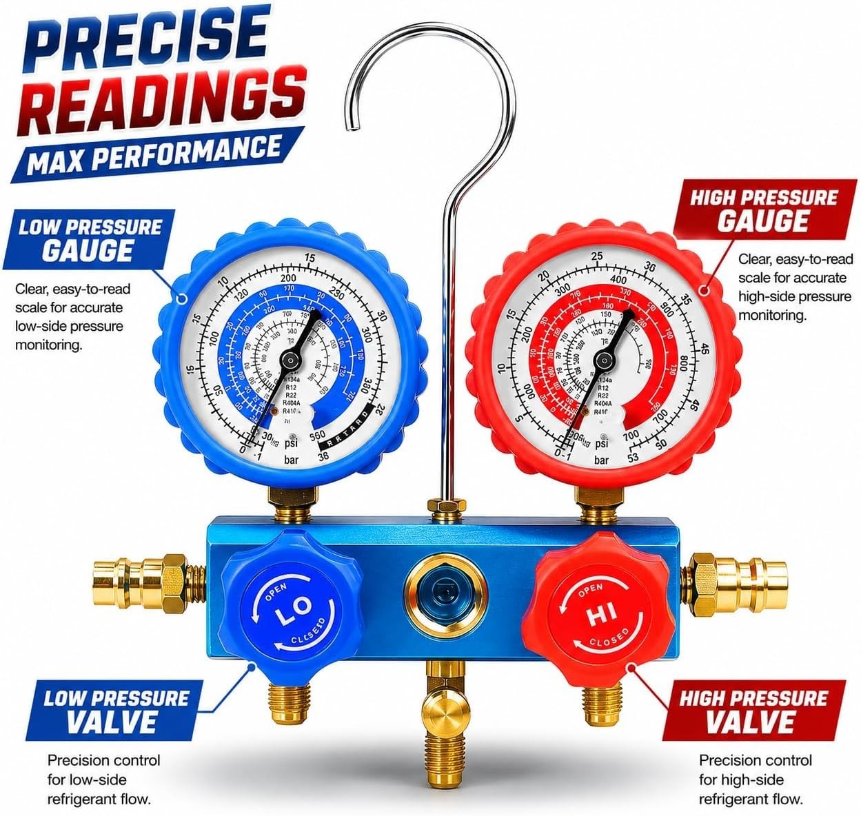 Lightweight 1/4 HP Vacuum Pump & A/C Manifold Set – Efficient Refrigeration Tool
