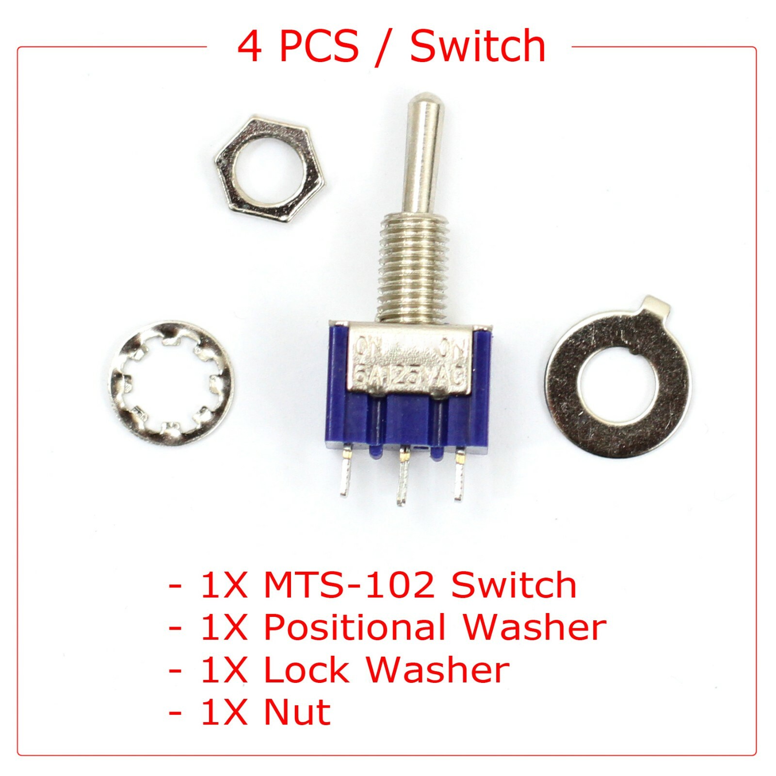 20x 3 Pin SPST ON-ON 2 Position Mini Toggle Switches MTS-102 US Stock