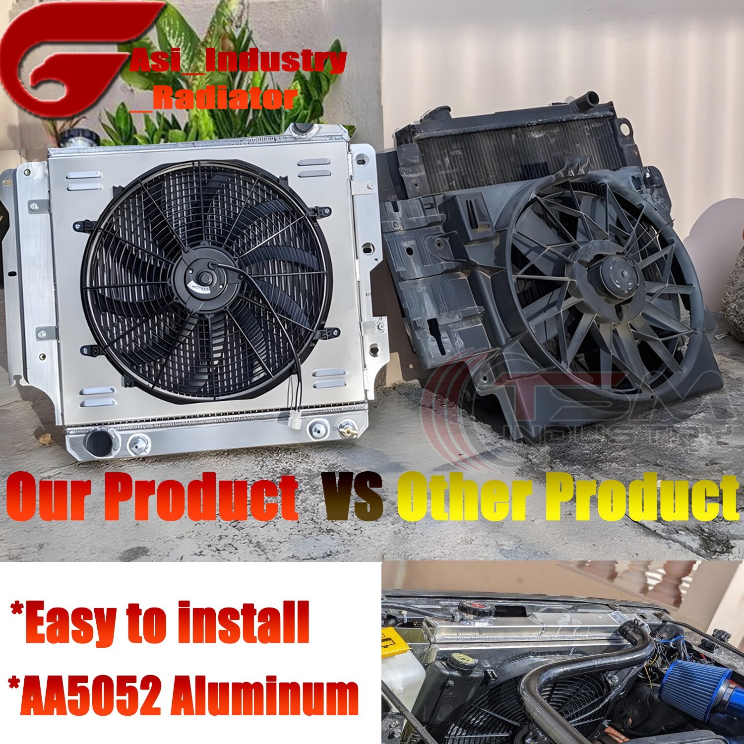 3 Rows All Aluminum Radiator For 1955 Jeep Willys;1959-1971 Jeep CJ3 CJ5 CJ6 MT