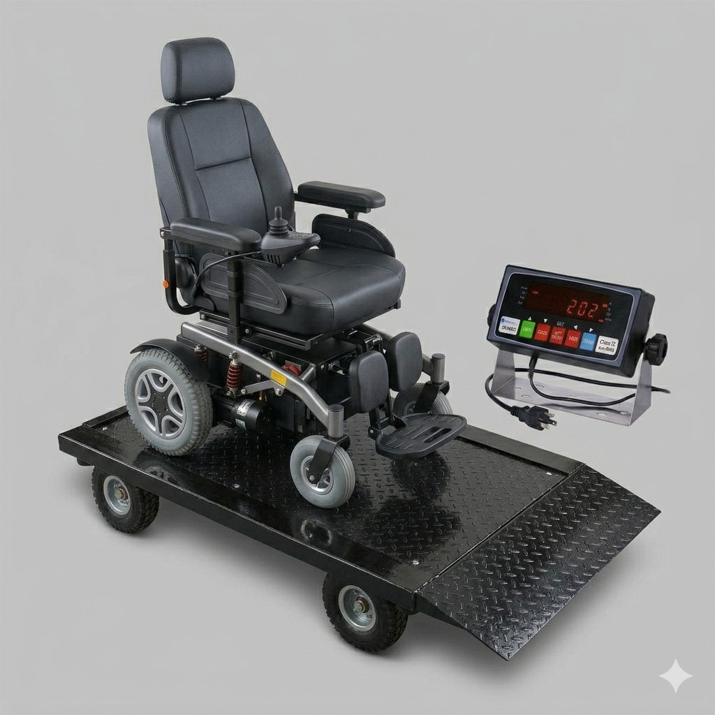 Medical Wheelchair Scale Digital 1000 lb Capacity Roll-On Weigh Wheelchair Scale