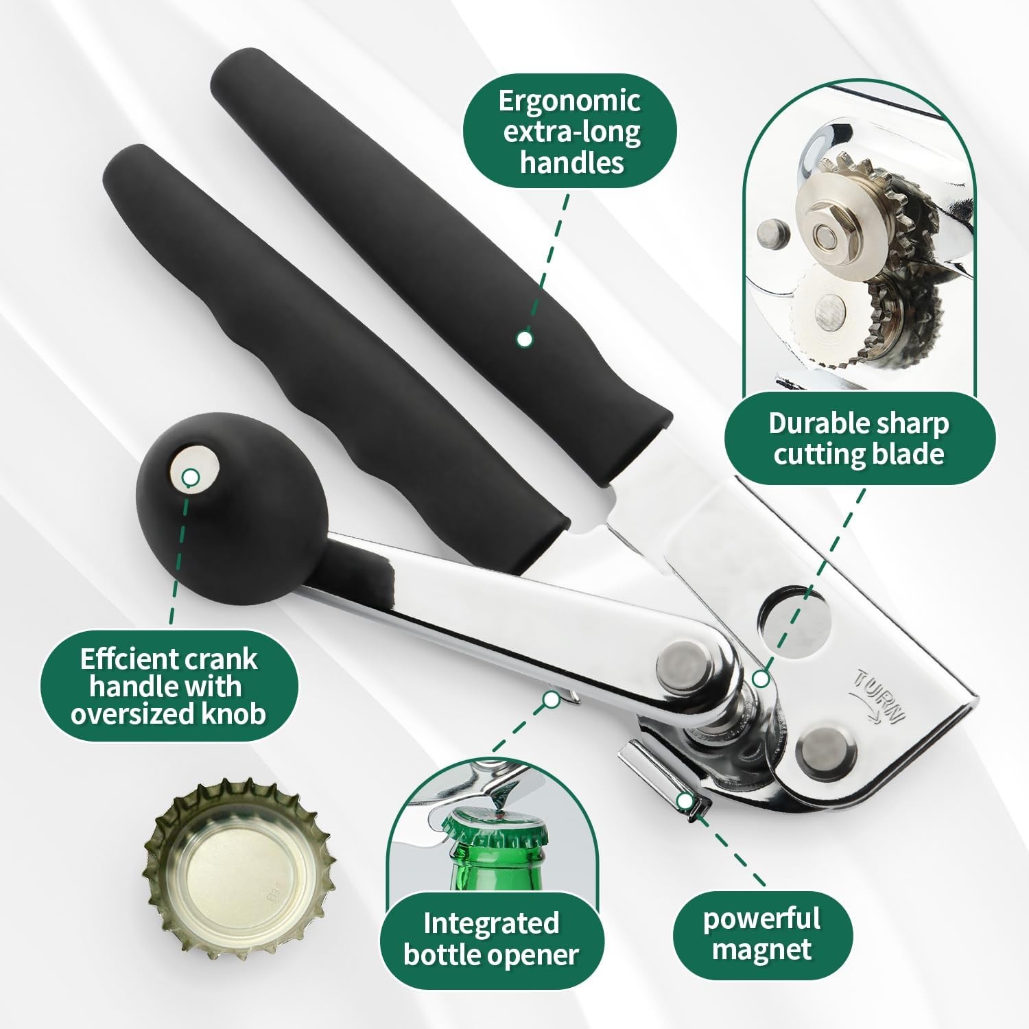 Commercial Heavy Duty Manual Can Opener Stainless Steel for Seniors