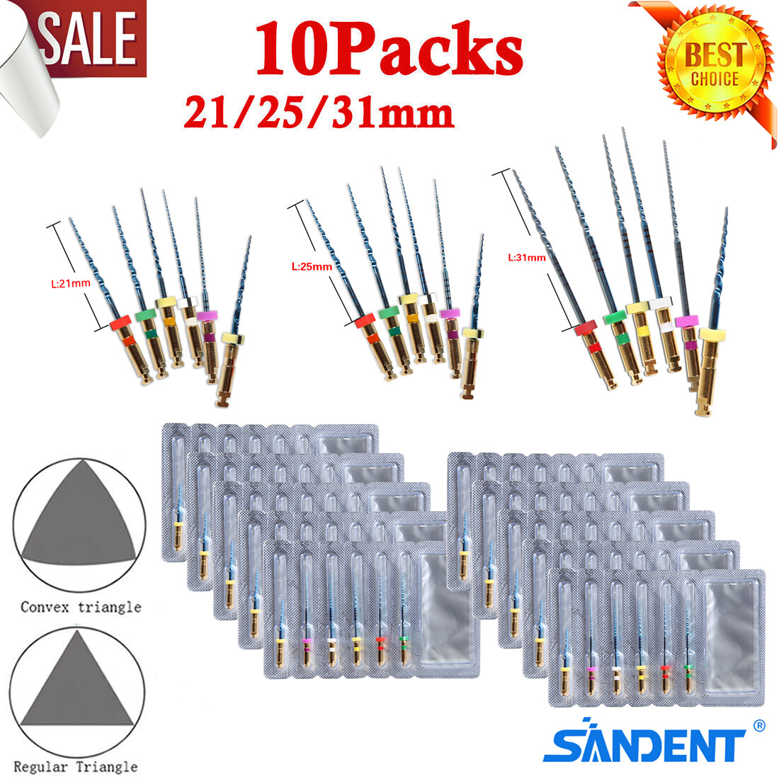 6pcs Endodontic Dental Endo Files Rotary NITI Files 21/25/31MM Dentist