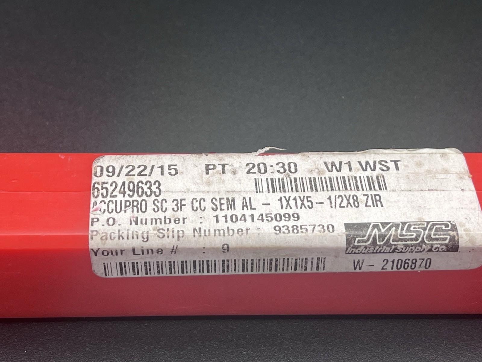 Accupro 65249633 1” Solid Carbide Corner Radius End Mill 3FL 5” LOC 8” OAL