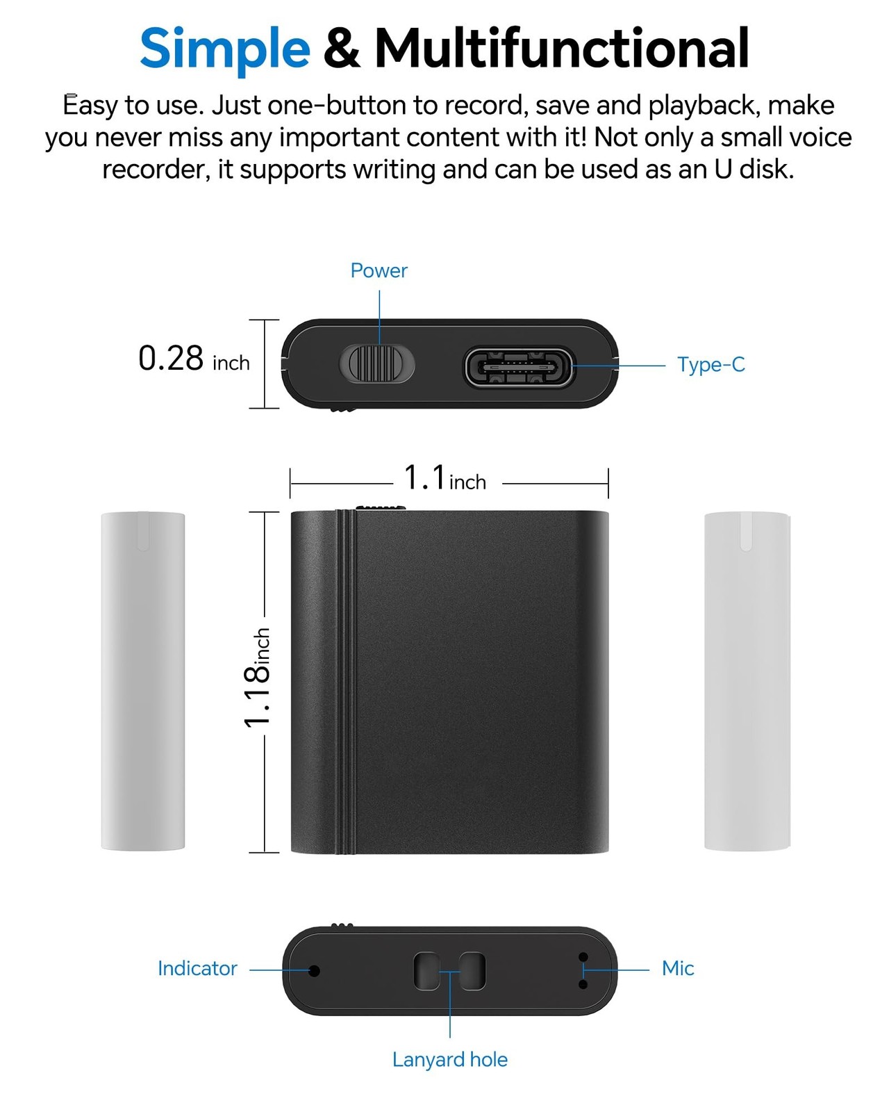 yvn 128GB Digital Voice Recorder – Voice Activated Recorder with Playback, Au…