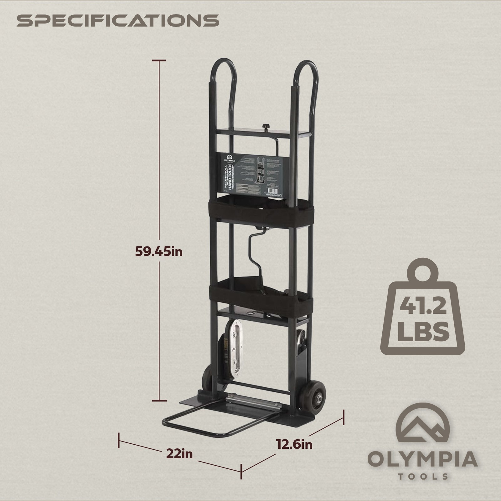 Olympia Tools 800 Lb Hand Truck with Ratchet Straps for Appliances and Furniture