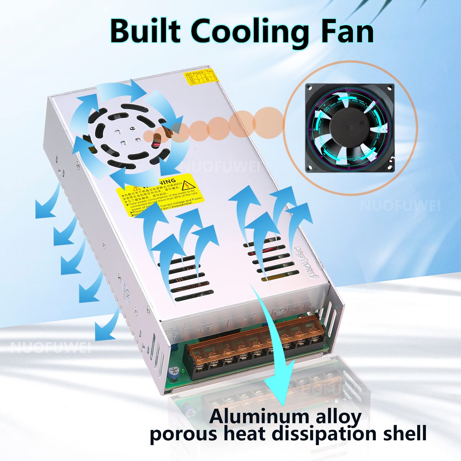 600W Switching Power Supply, 110V AC to 36V DC 16.6A, Converter Adapter, Winch