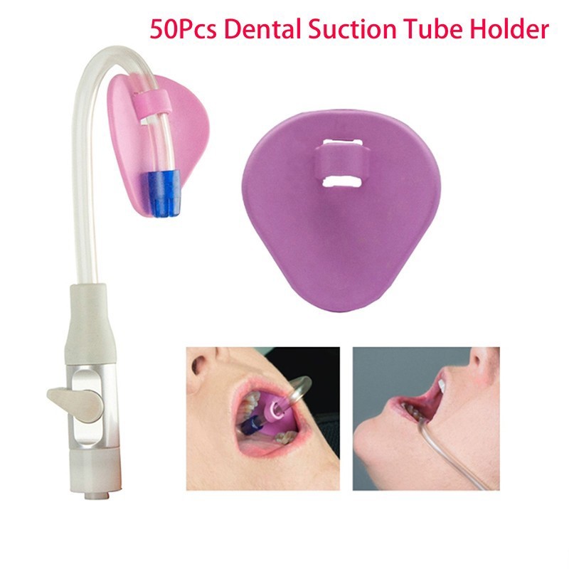 50pcs/Bag Dental Suction Tube Holder Tube Saliva Ejector HVE Tube Positioner