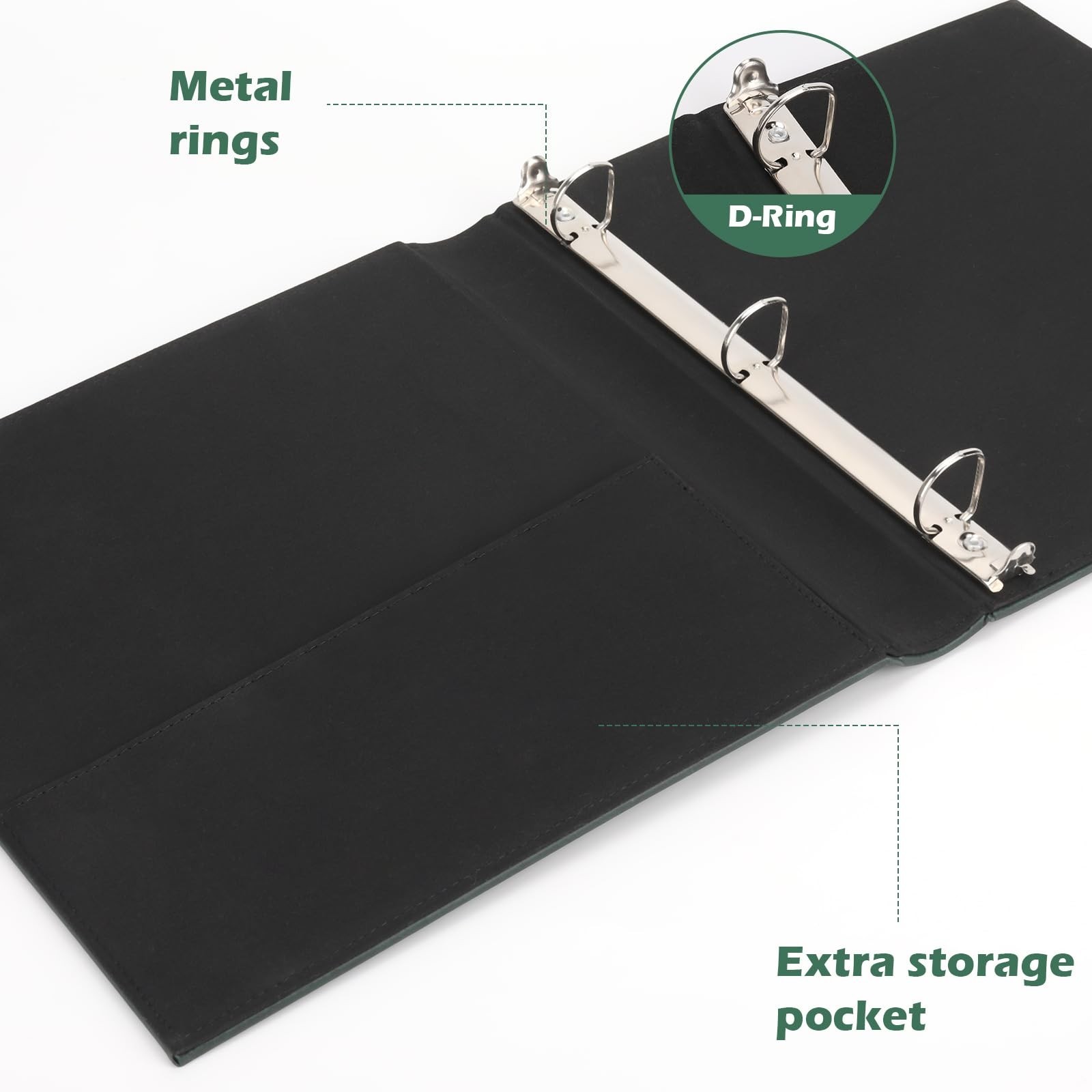 Vintage Leather 3 Ring Binder 1 Inch – Fits 8.5″ x 11″ – Dark Green D Ring Organ