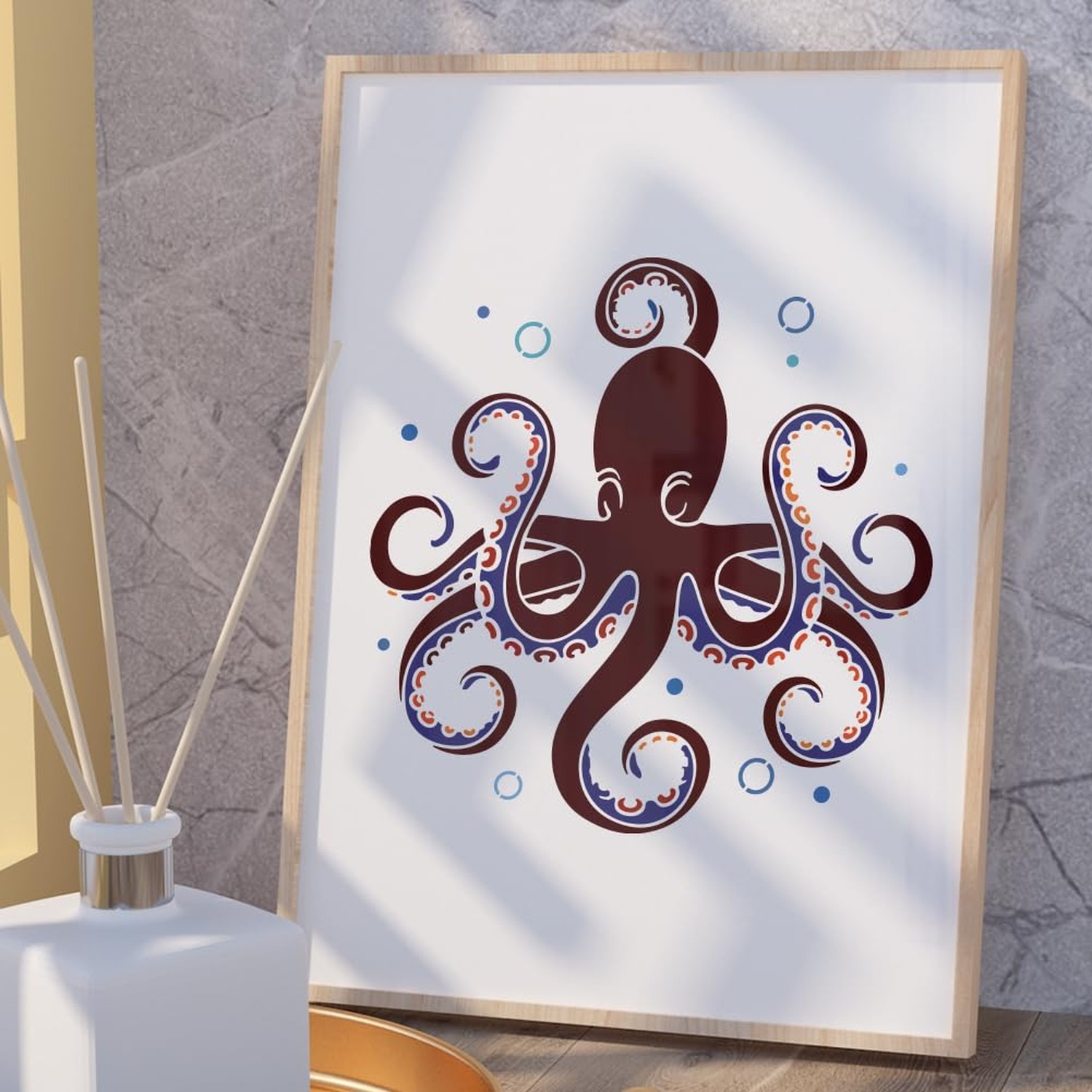 Octopus Sea Wall Stencil Template 11.8 x 11.8 Inch Reusable Plastic Ocean The…