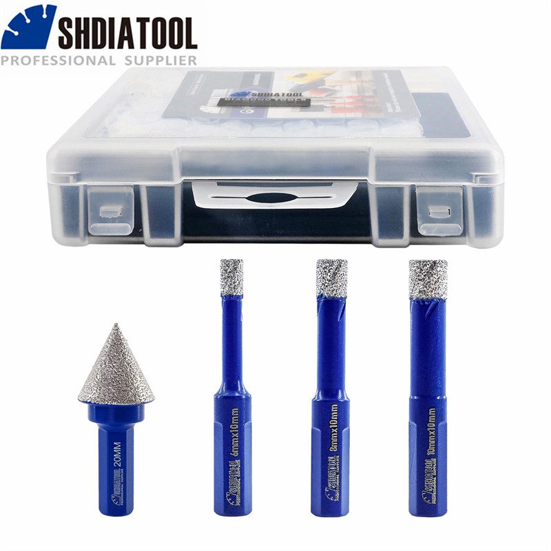 4pcs/box Diamond Core Drill Bit Triangle Shank How for Marble Granite Masonry