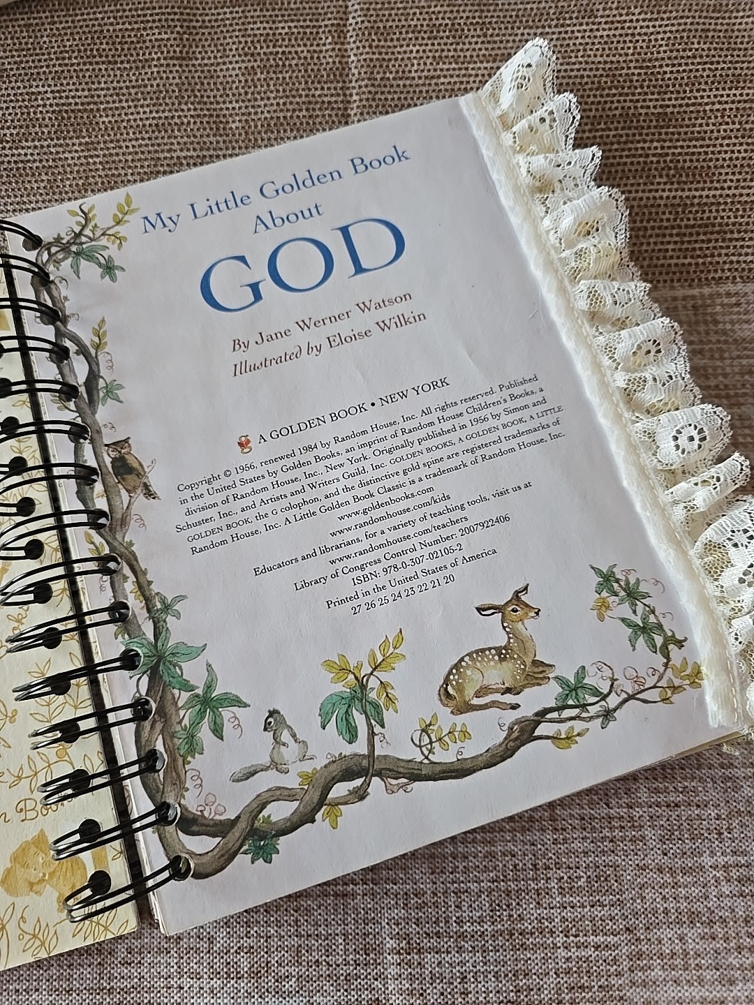 LGB About God Hardcover Junk Journal Wire Bound Scrapbook Vintage Upcycled Book