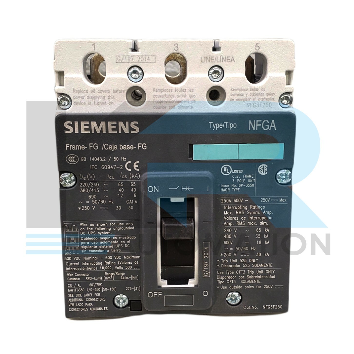NEW Siemens NFG3F250 Circuit Breaker 250A 600VDC Frame Only