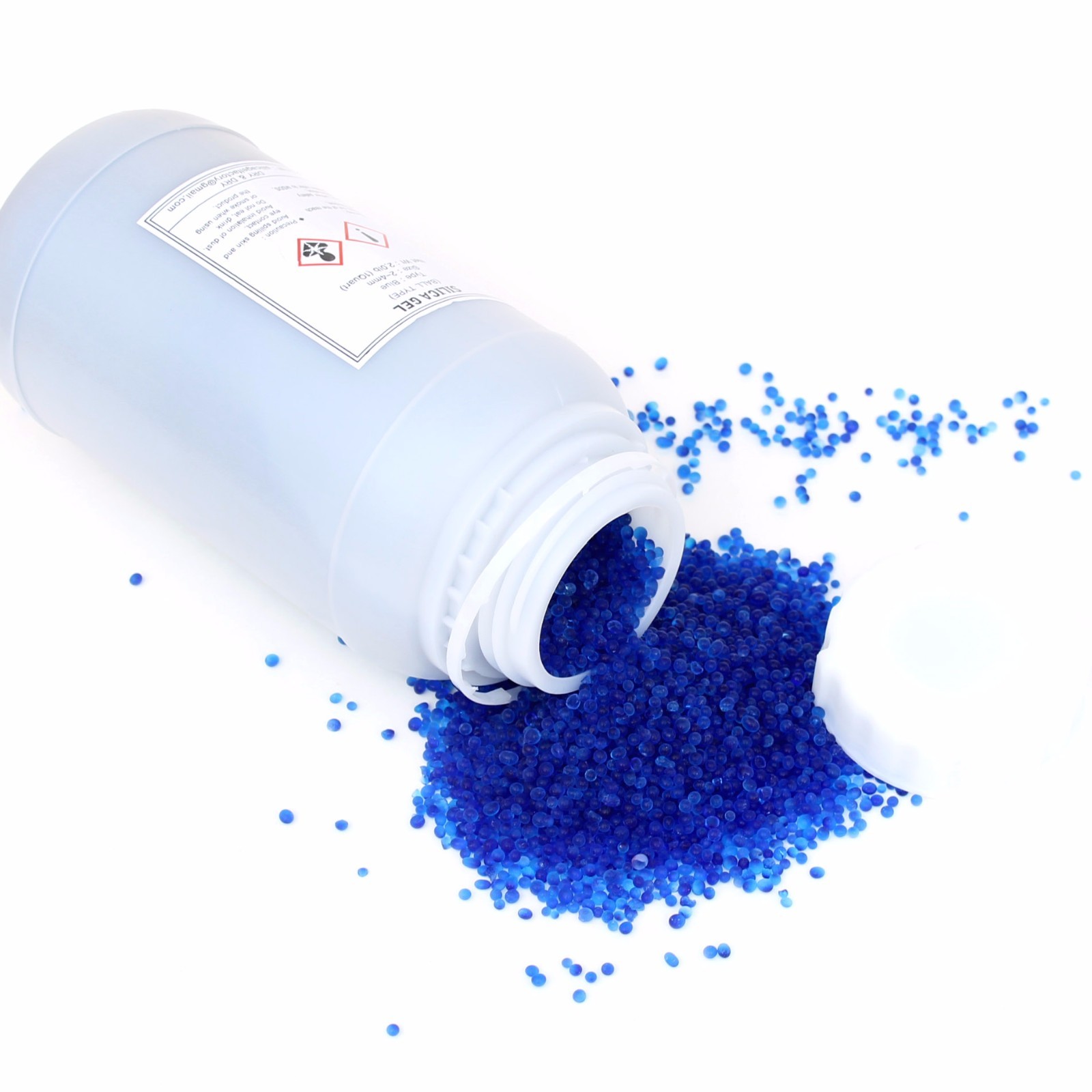 1 Quart Blue Silica Gel Bead in Round Bottle(Air Tight Cap) – 1.9 LBS Reusable