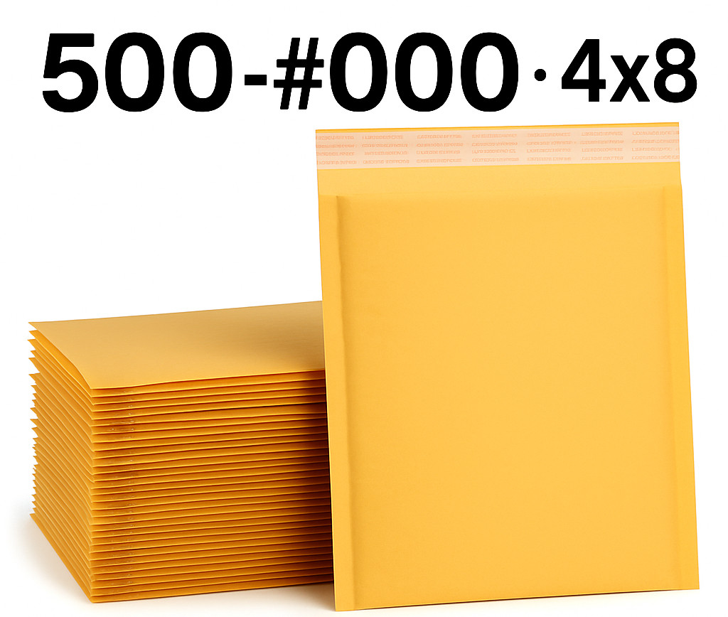 500 #000 Kraft Bubble Mailers 4×8 Padded Envelopes Self Seal Shipping Bags