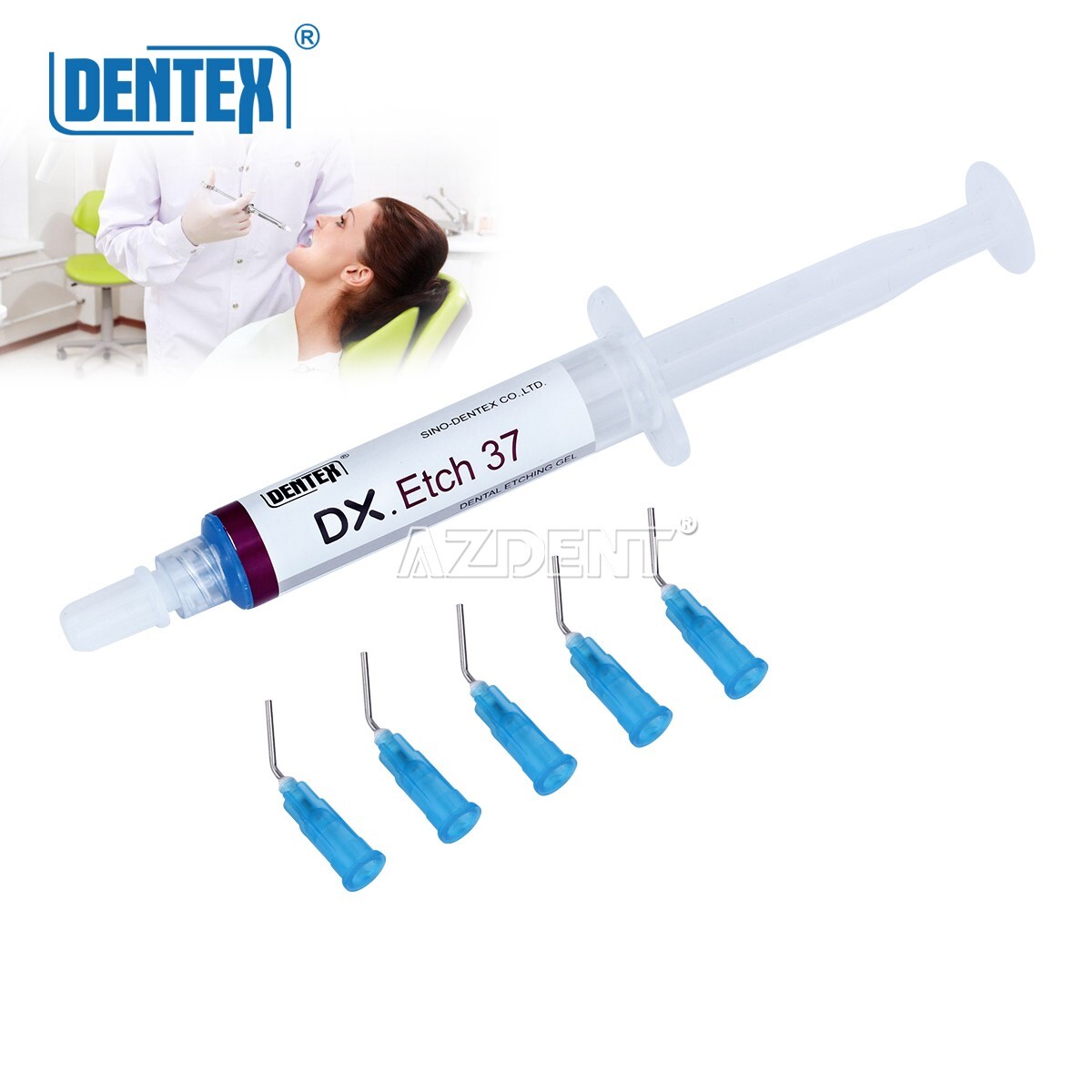 5 Kits Dentex Dental Acid Etch Etching Gel 37% 5 ml/syringe