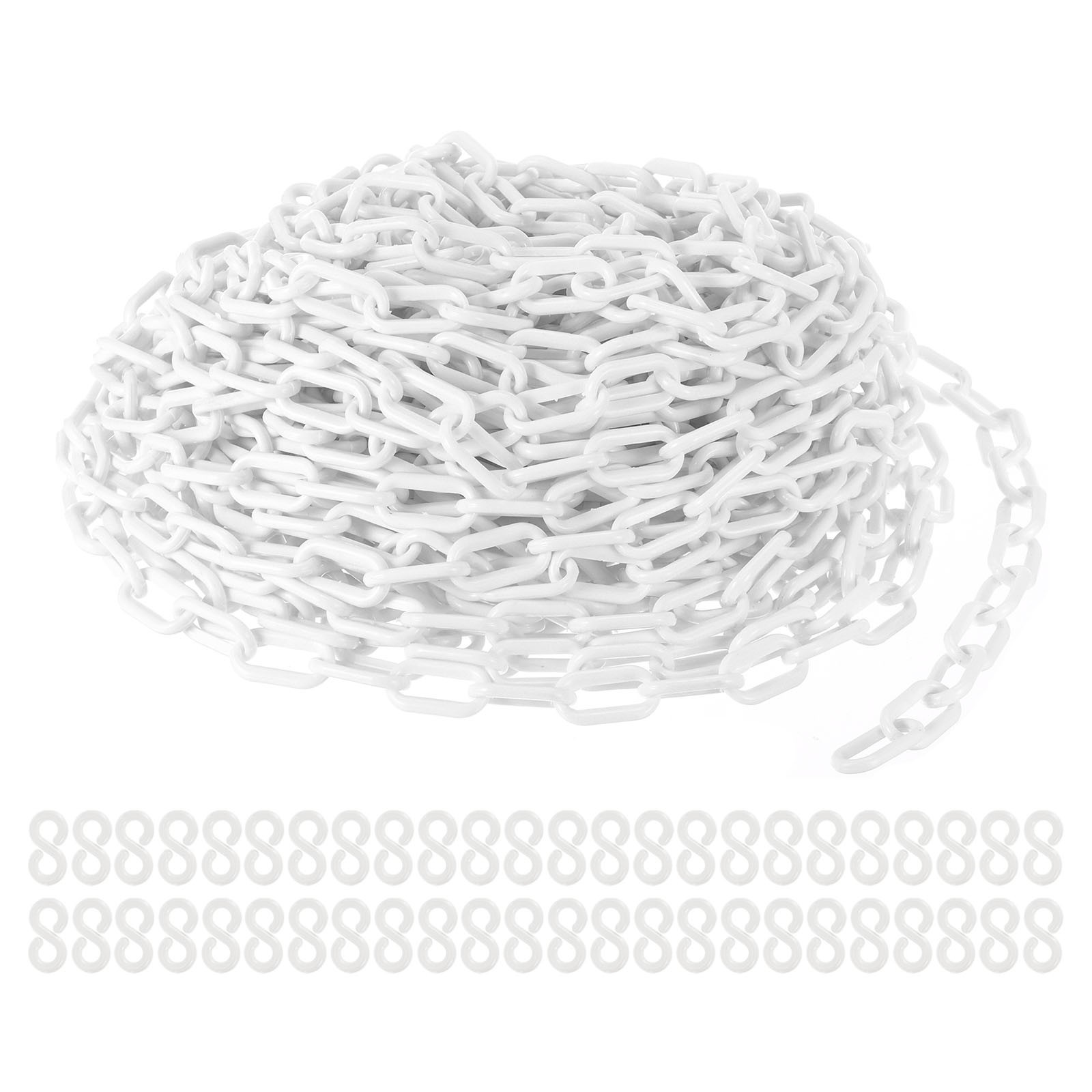Plastic Chain Links 100 Foot Safety Barrier Chain White