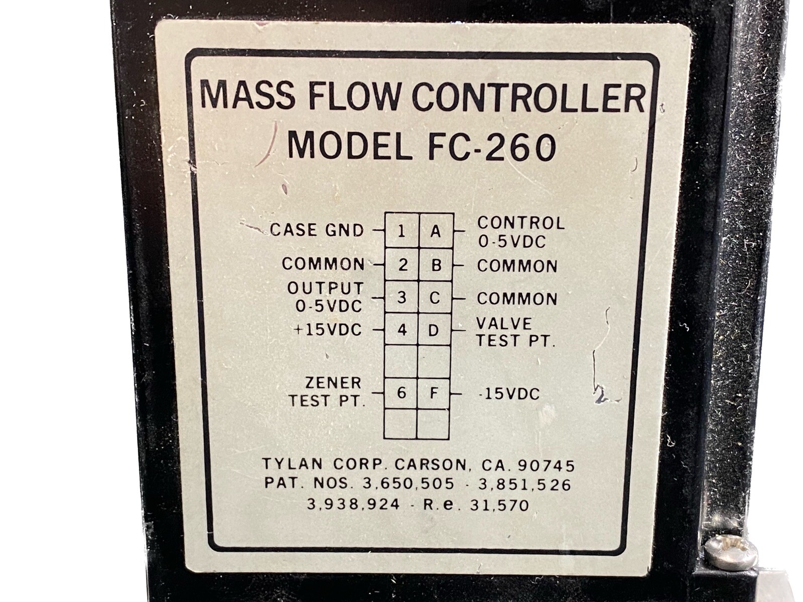 TYLAN Model FC-260 200SCCM SiH4 150 PSIG Max Mass Flow Controller Calibrated