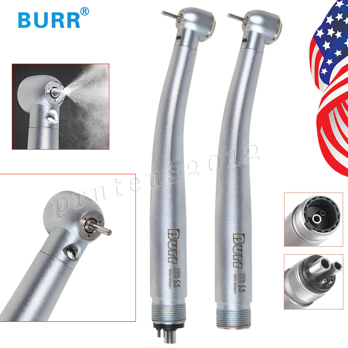 Burr Dental High Speed E generator LED Self power Handpiece Torque Head 2/4H