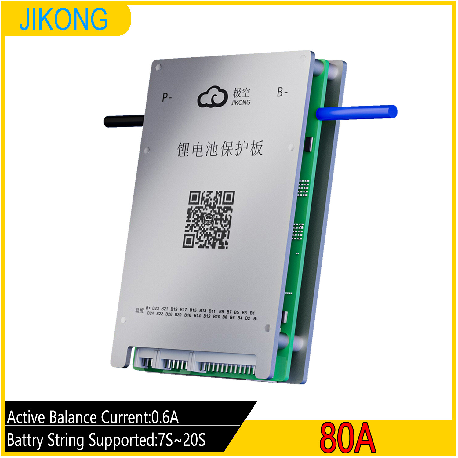 JIKONG Smart BMS 7-20S 80A 0.6A Active Balance LiFePO4 LTO Li-ion witn BT RS485