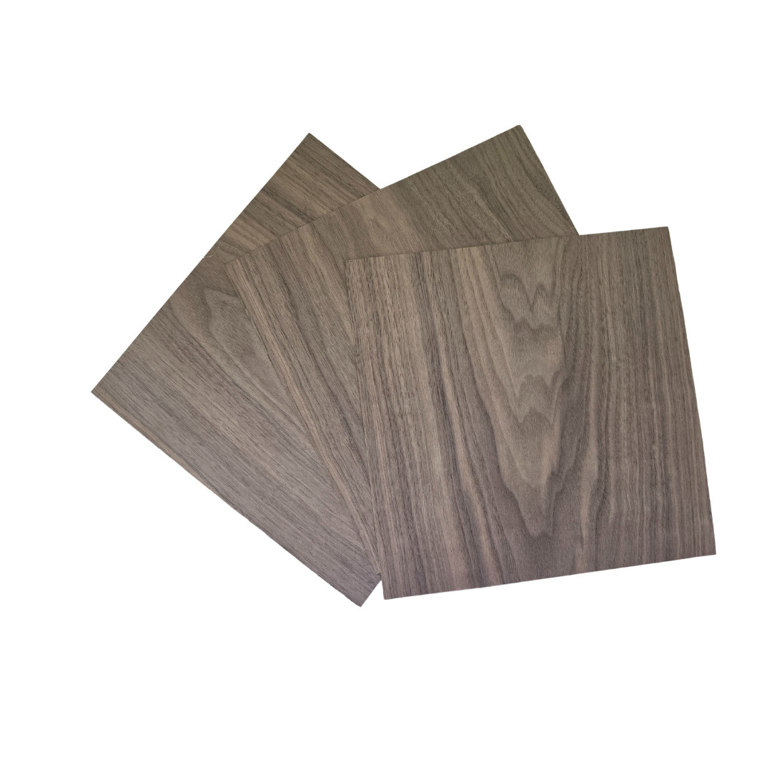Walnut Wood Veneer, Raw/Fleece Backing – Pack of 3 – 9″ x 9″ x 0.50mm Sheets