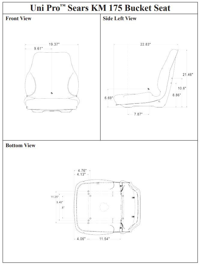Skid Steer/Backhoe Bucket Seat, fits Bobcat, Case, Gehl, Mustang, Ford, JD, more