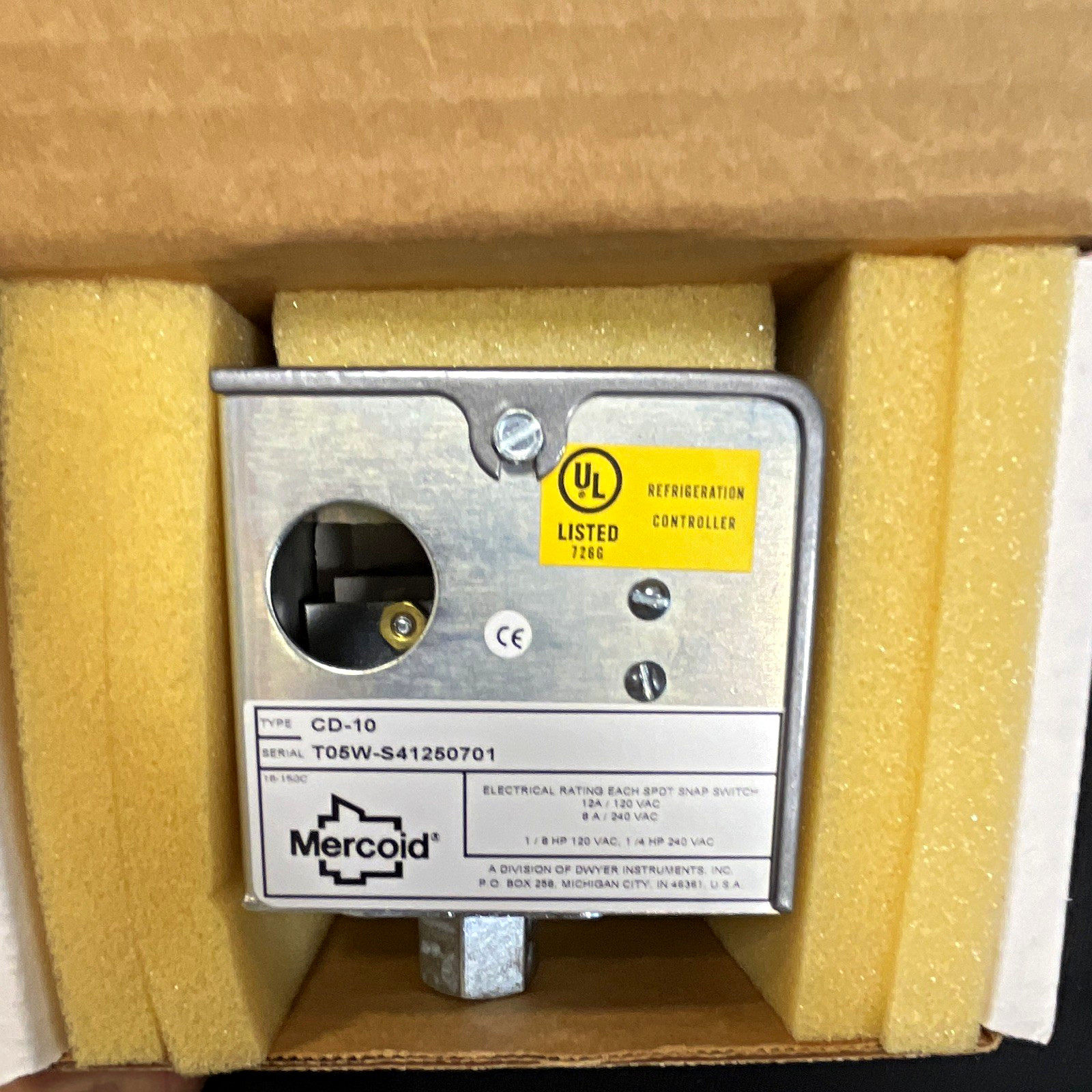 Mercoid CD-150 Refrigeration Controller Pressure Switch 120V AC 15A On/Off