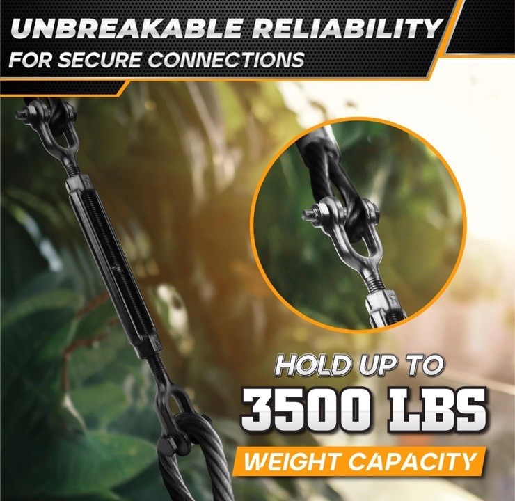 5/8×15″ Heavy Duty Jaw and Jaw Turnbuckle 3500 lbs ALL Weather Resistant