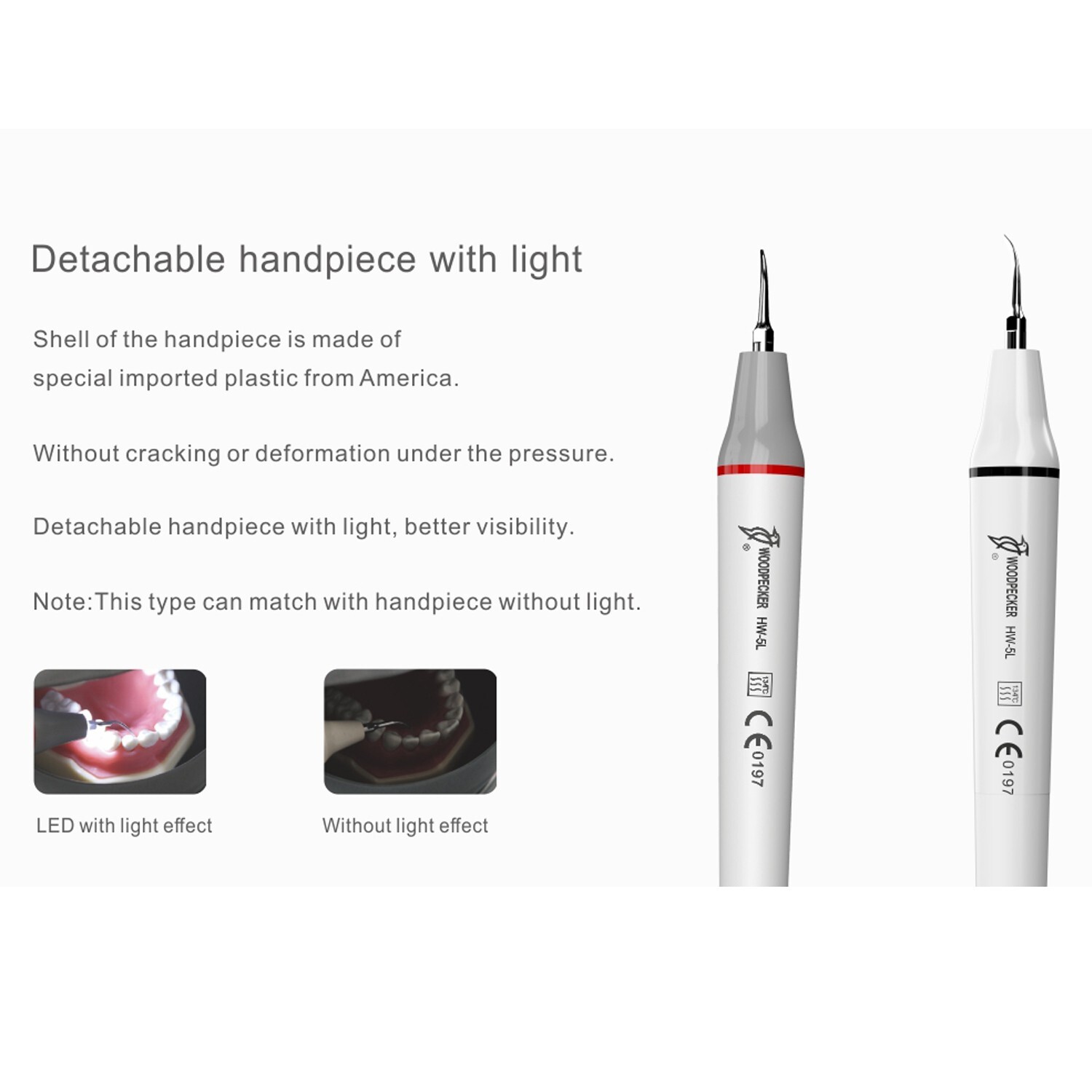 Original Woodpecker UDS-P LED Dental Ultrasonic Piezo Scaler Cavitron 6 Tips EMS