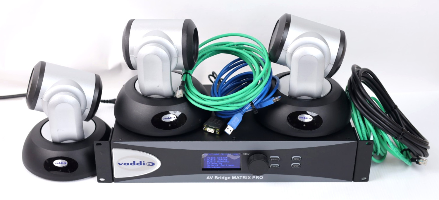Vaddio AV Bridge Matrix Pro + 3x RoboSHOT 12 HD PTZ Cameras & Cables Kit w284