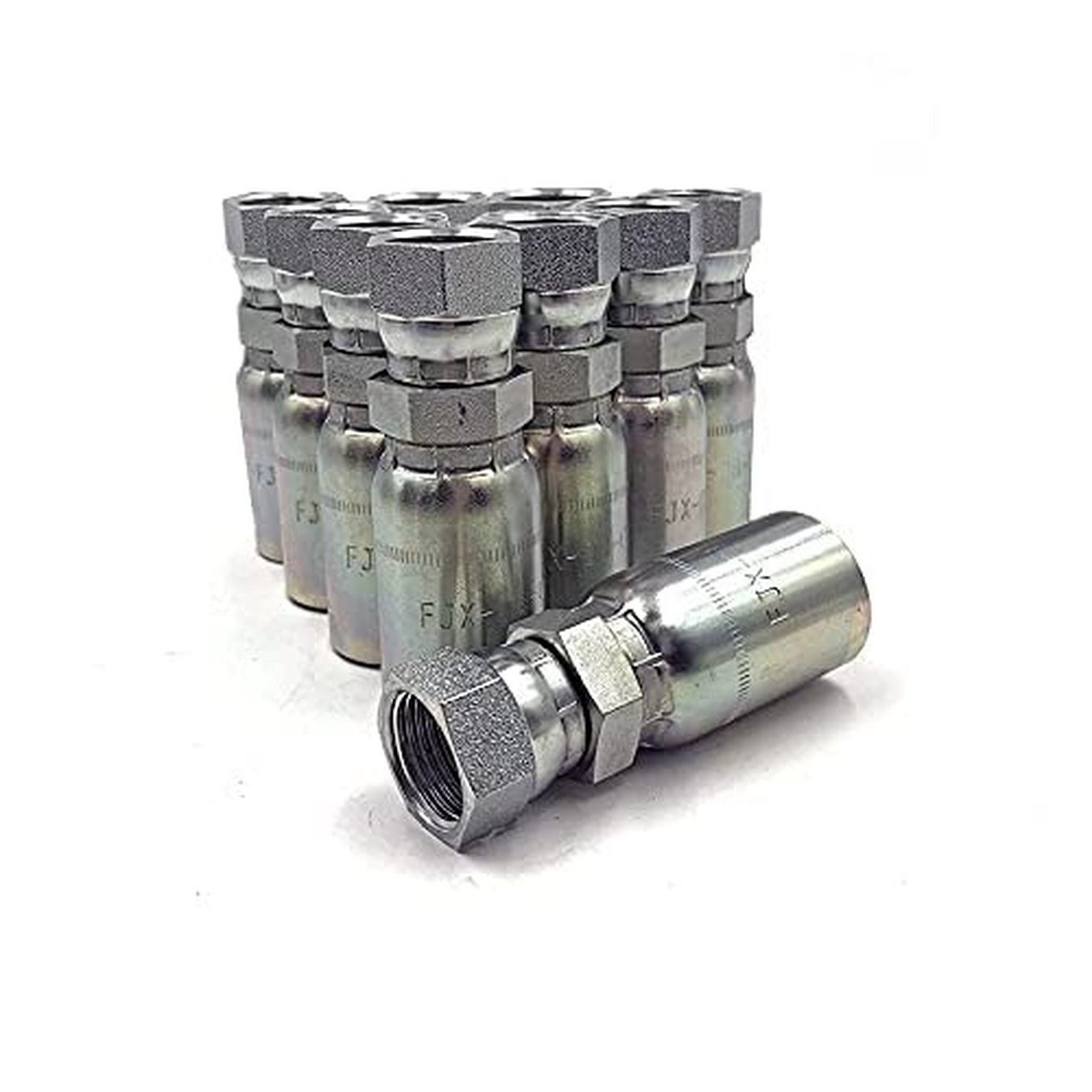 (10-Pack) FJX-06-06 | 3/8″ Hose x 3/8″ JIC 37° Female Hydraulic Hose End Sw