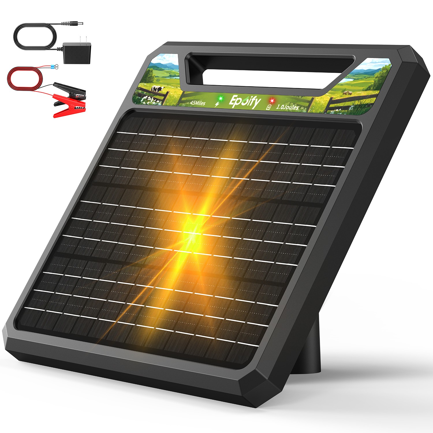 45 Miles Solar Electric Fence Charger Solar Fence Charger with Day or Night Mode