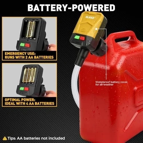 Battery-Powered Fuel Transfer Pump – 3.2 GPM No Spill New Version (Yellow)