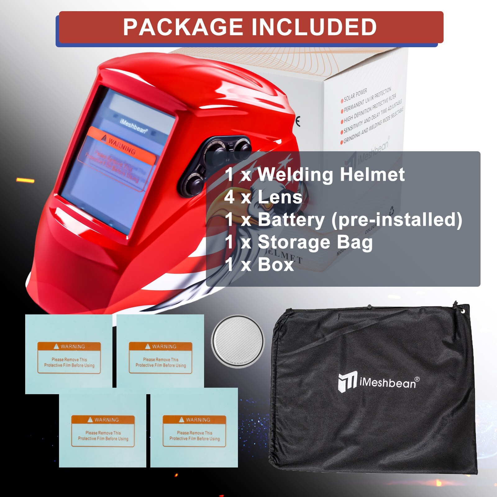 3.93»X3.54» Large Viewing Welding Helmet Solar Power Auto Darkening Weld Hood