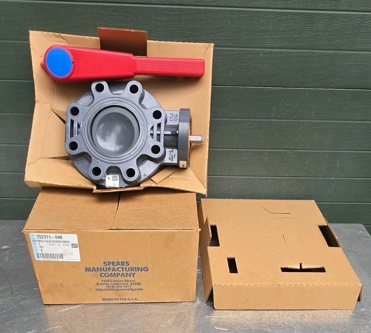 NEW IN BOX Spears 4” PVC Butterfly Valve W/ Lever Handle 252311-040