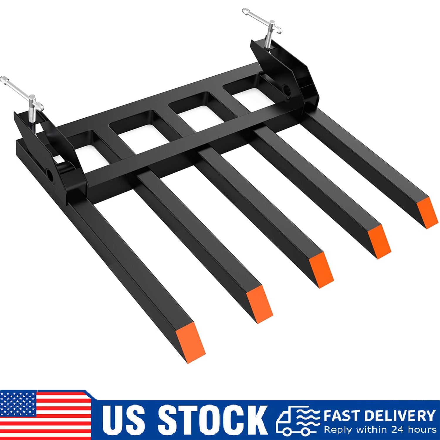 42″ Clamp on Debris Forks to 48″ Bucket, 2500lbs Heavy Duty Pallet Forks Tractor